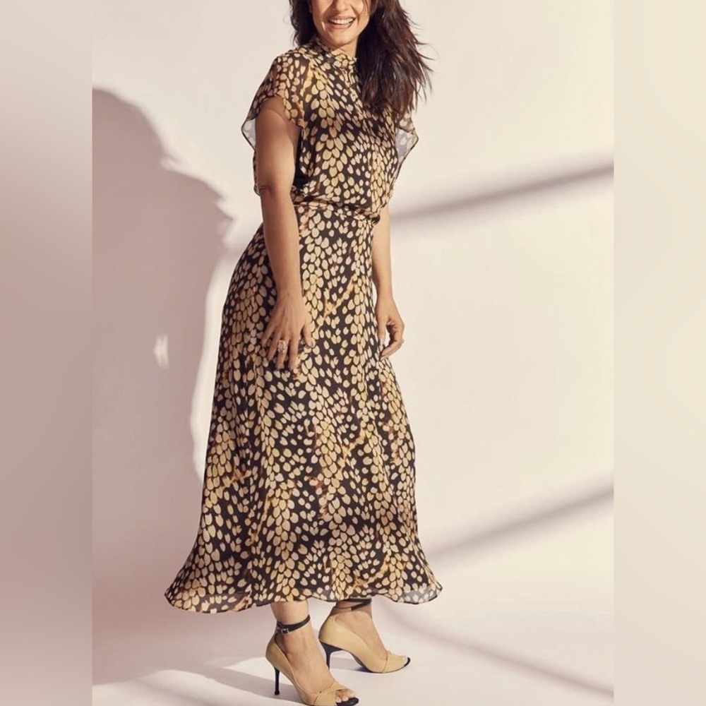 NWT REVOLVE Massimo Dutti Black and Gold Midi Dress Size 6 / EU38